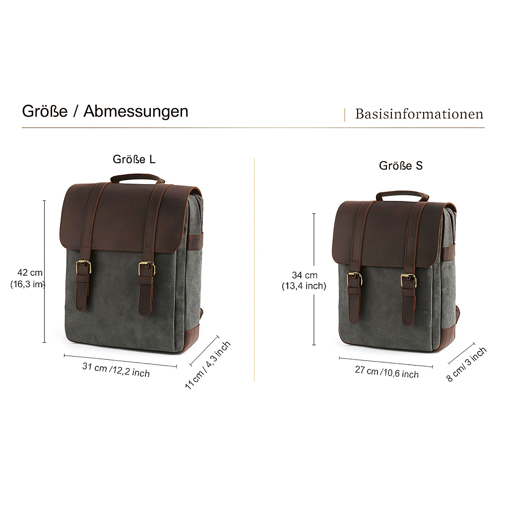 HARLAN | Schultasche aus Canvas und Leder
