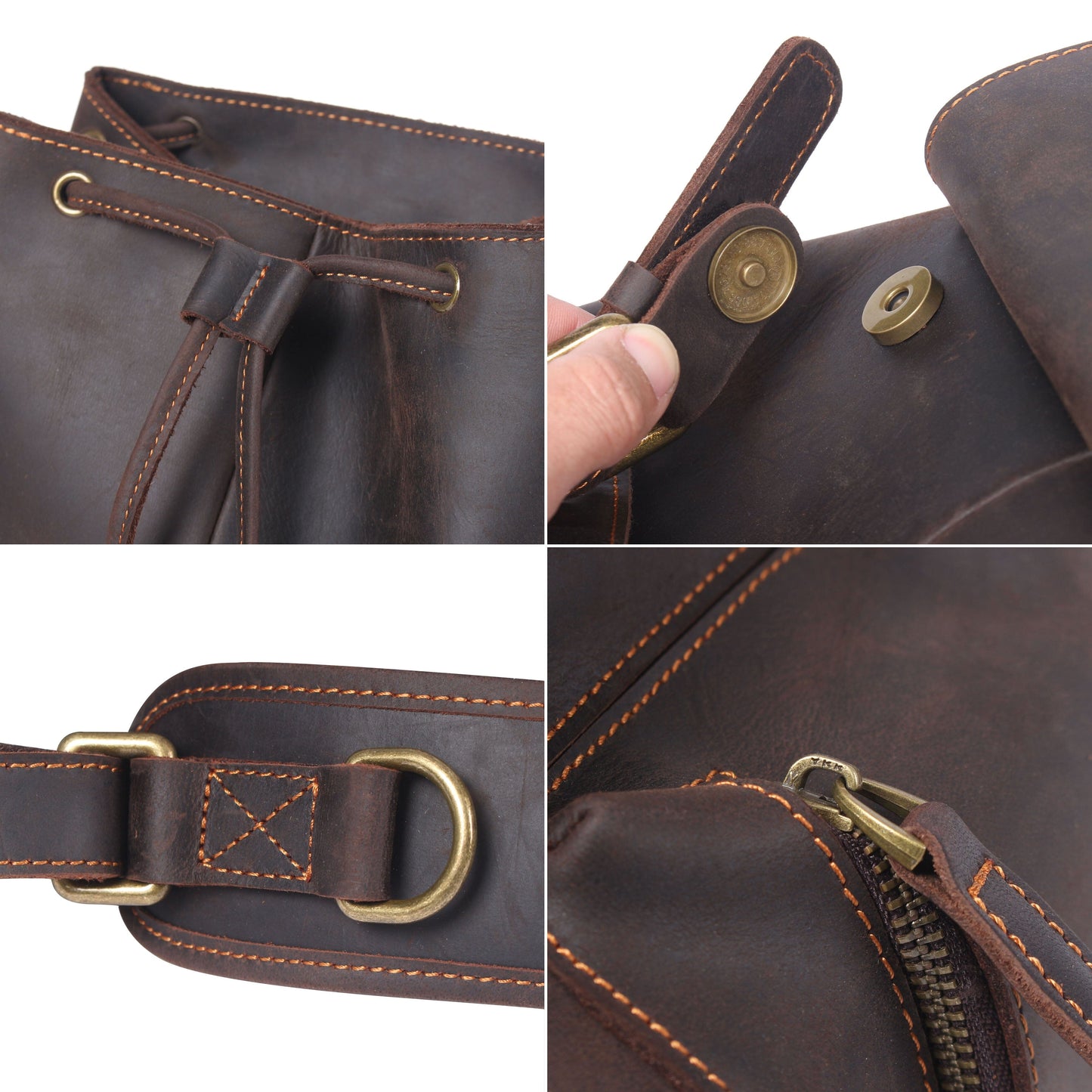 FLAM | Lederrucksack mit Kordelzug