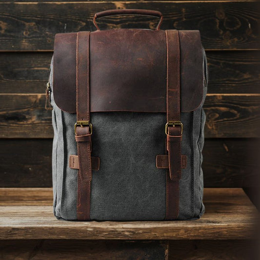 HARLAN | Schultasche aus Canvas und Leder