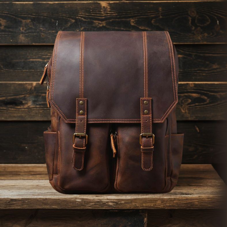 BIEFELD | Brauner Lederrucksack
