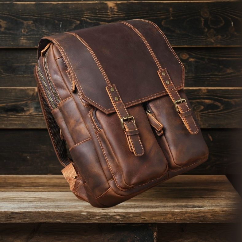 BIEFELD | Brauner Lederrucksack