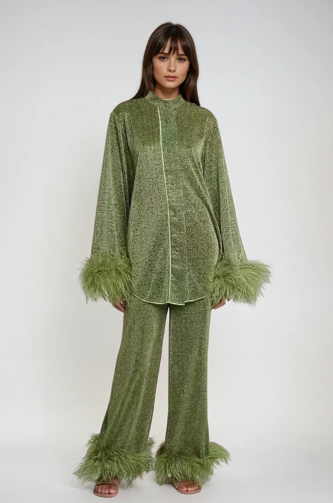 Celestine | Elegantes Zweiteiliges Set mit Federkragen