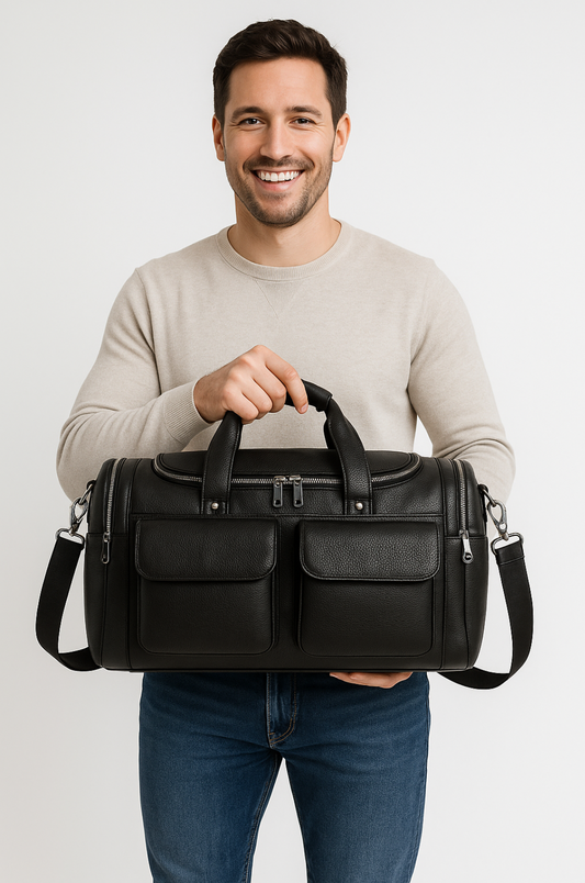 CHARLEROI | Schwarze Reisetasche aus Leder