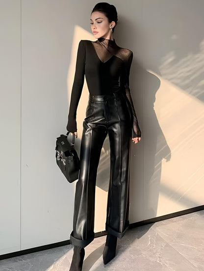 Asymmetrical Sheer Mesh Panel T-Shirt