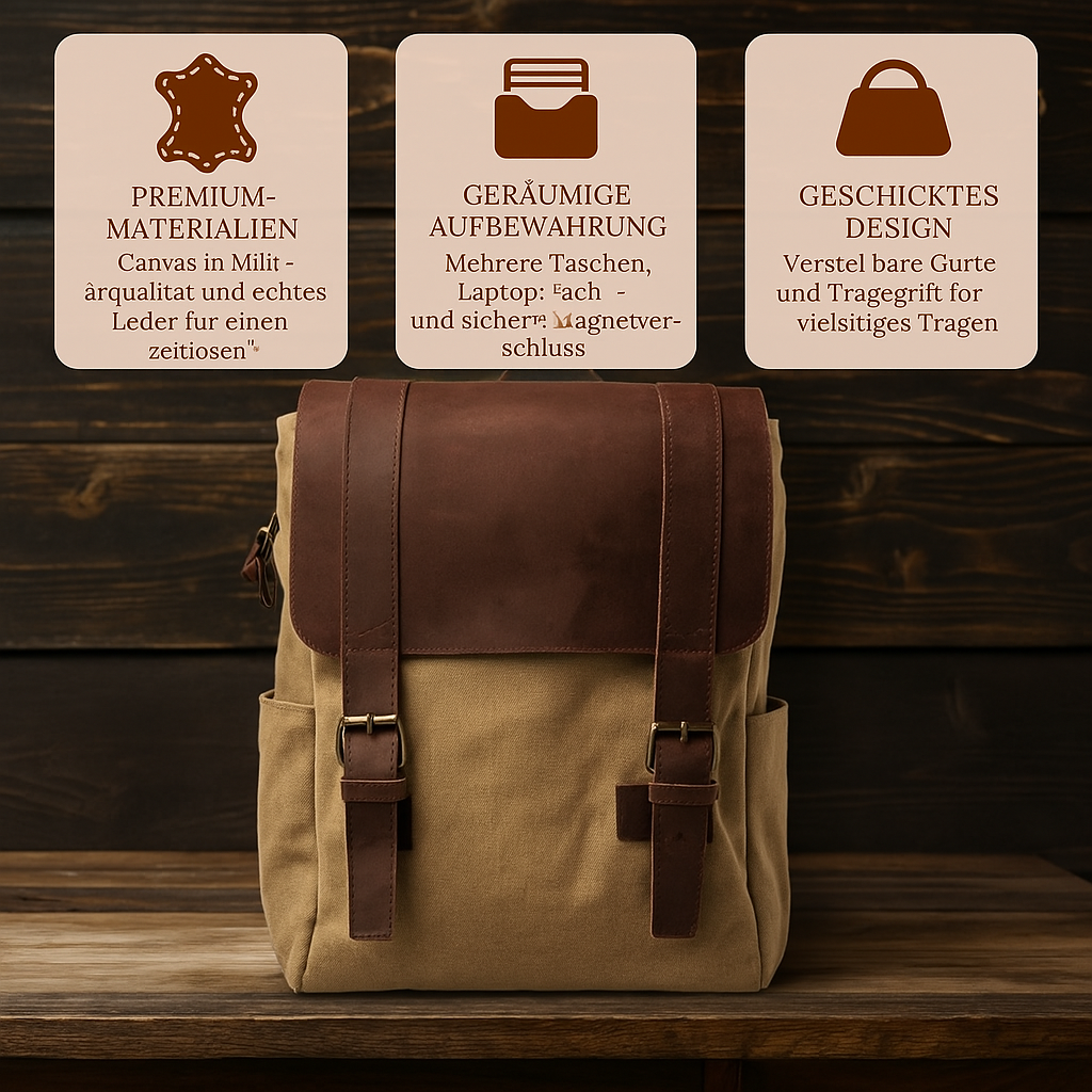 HARLAN | Schultasche aus Canvas und Leder