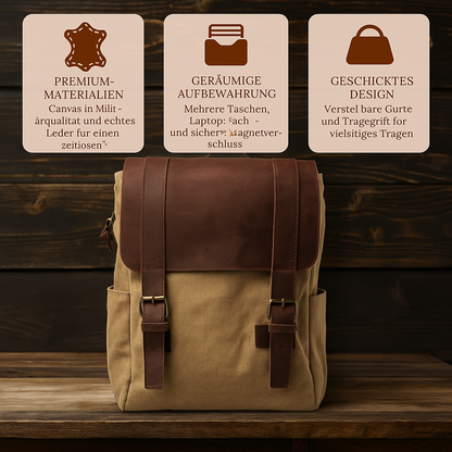 HARLAN | Schultasche aus Canvas und Leder