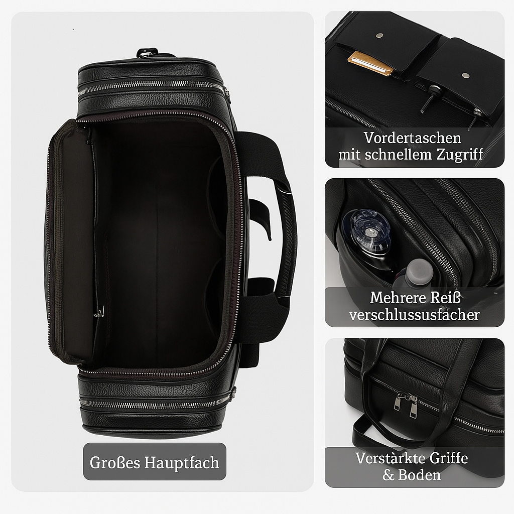 CHARLEROI | Schwarze Reisetasche aus Leder