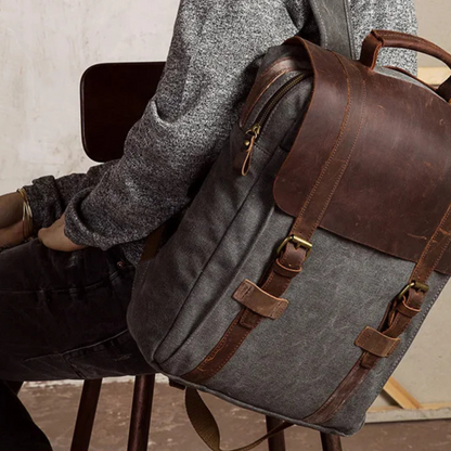 HARLAN | Schultasche aus Canvas und Leder