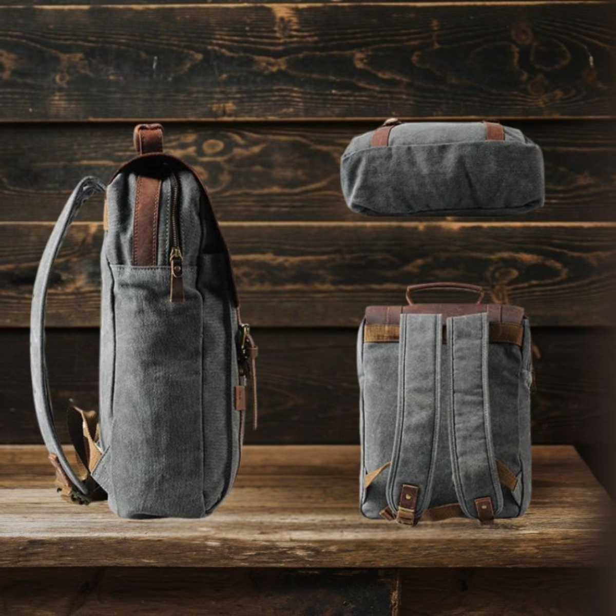 HARLAN | Schultasche aus Canvas und Leder