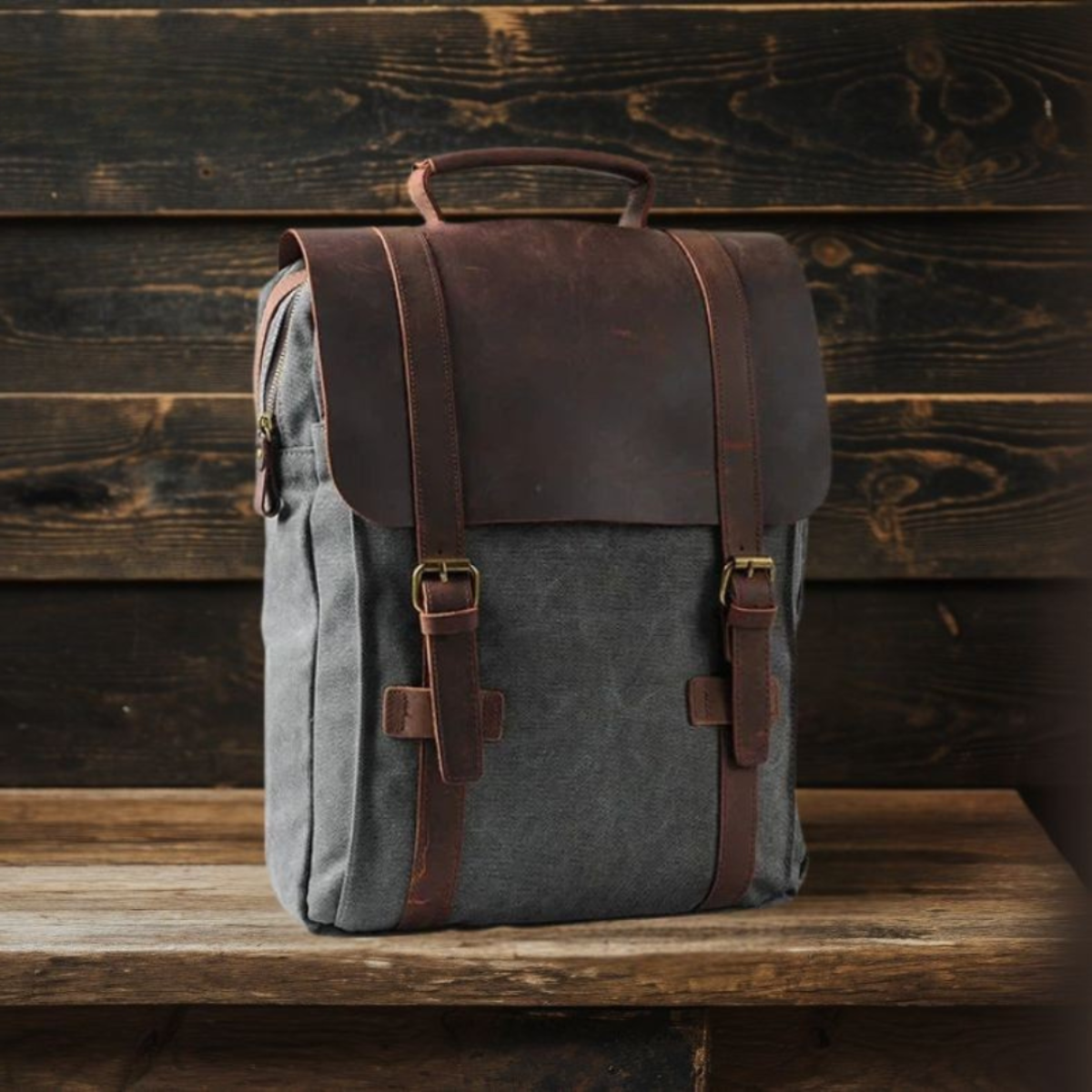 HARLAN | Schultasche aus Canvas und Leder