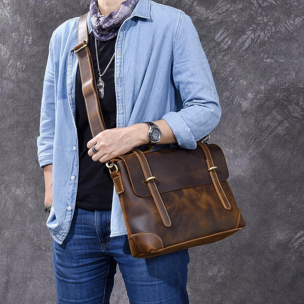 YPERN | Braune Lederhandtasche