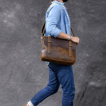 YPERN | Braune Lederhandtasche