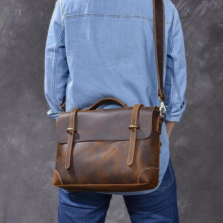 YPERN | Braune Lederhandtasche